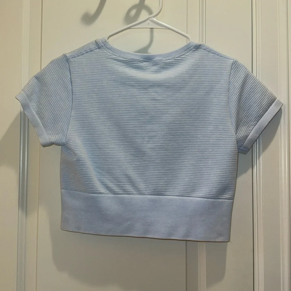 Aerie Light Blue Ribbed Top - Picture 2 of 3